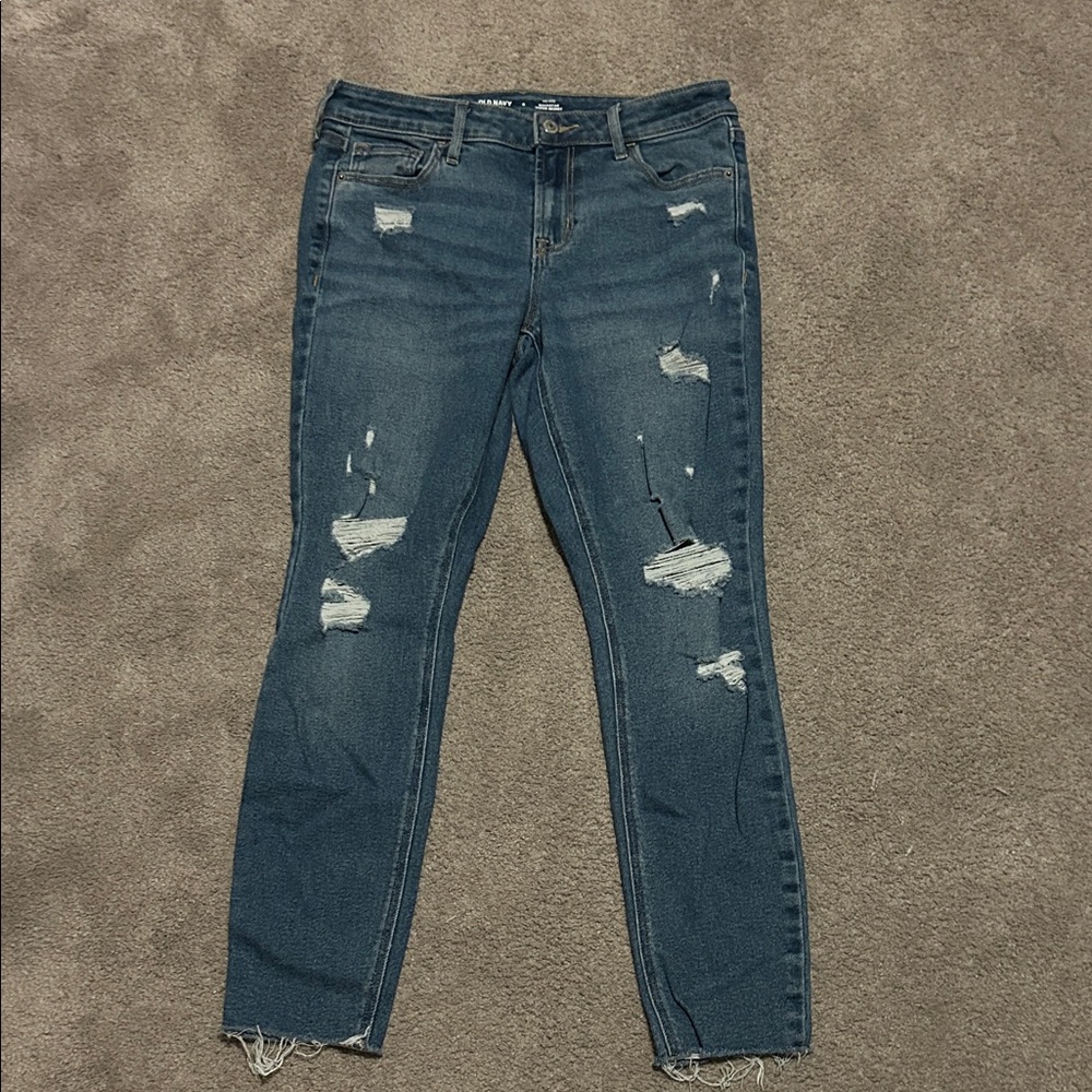 Old Navy Distressed Dark Blue Skinny Jeans